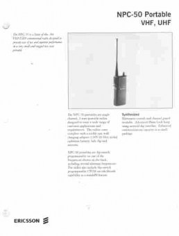 Буклет Ericsson NPC-50 Portable VHF, UHF, 55-226, Баград.рф